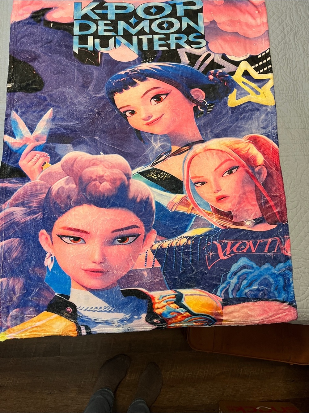 K-POP Demon Hunters Plush Throw Blanket - Multicolor